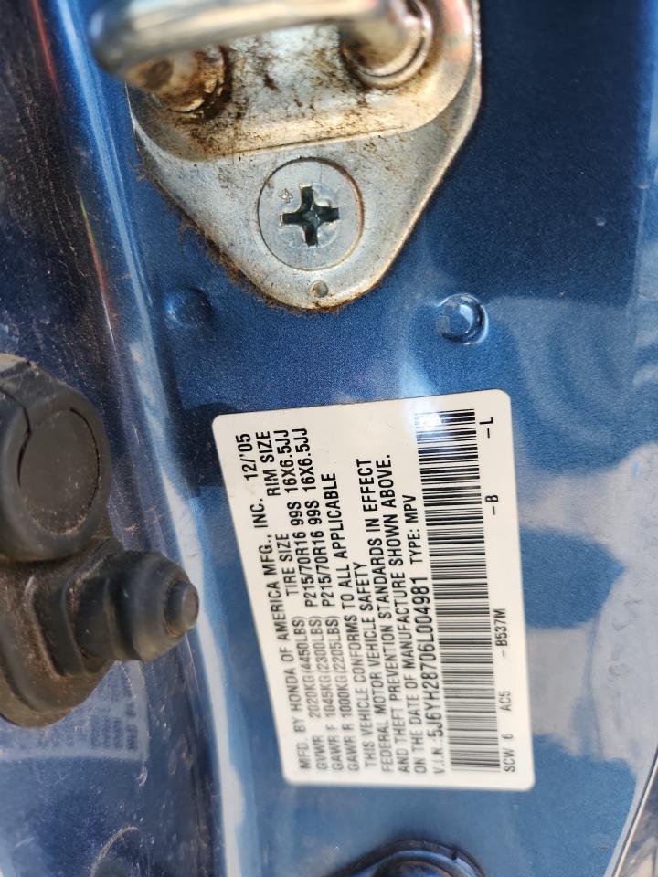 2006 Honda Element Ex VIN: 5J6YH28706L004981 Lot: 85785845