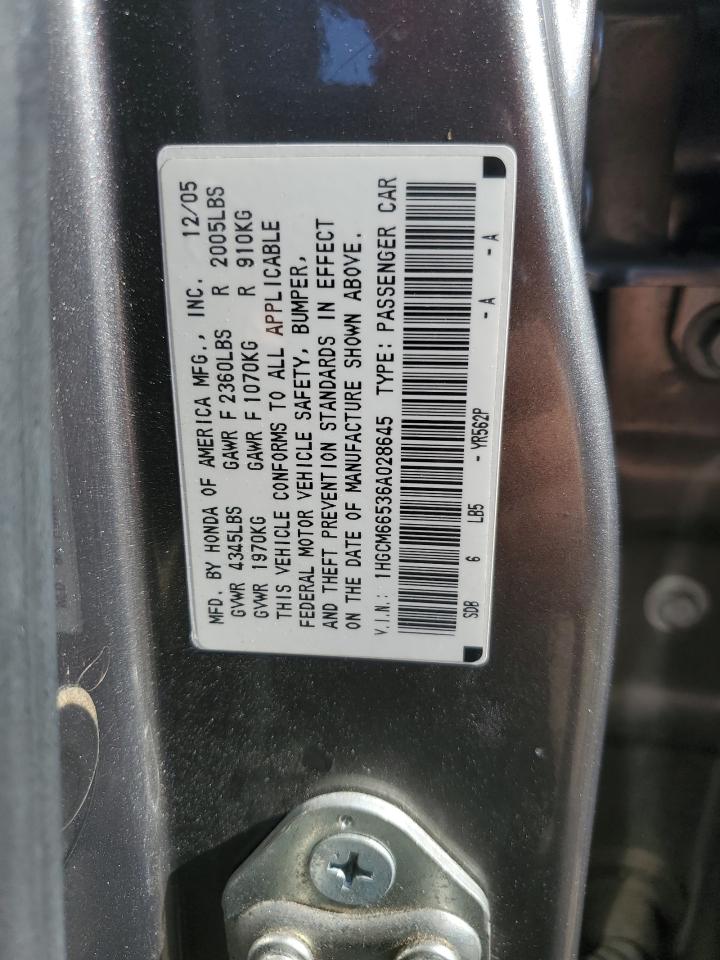 2006 Honda Accord Ex VIN: 1HGCM66536A028645 Lot: 85949165