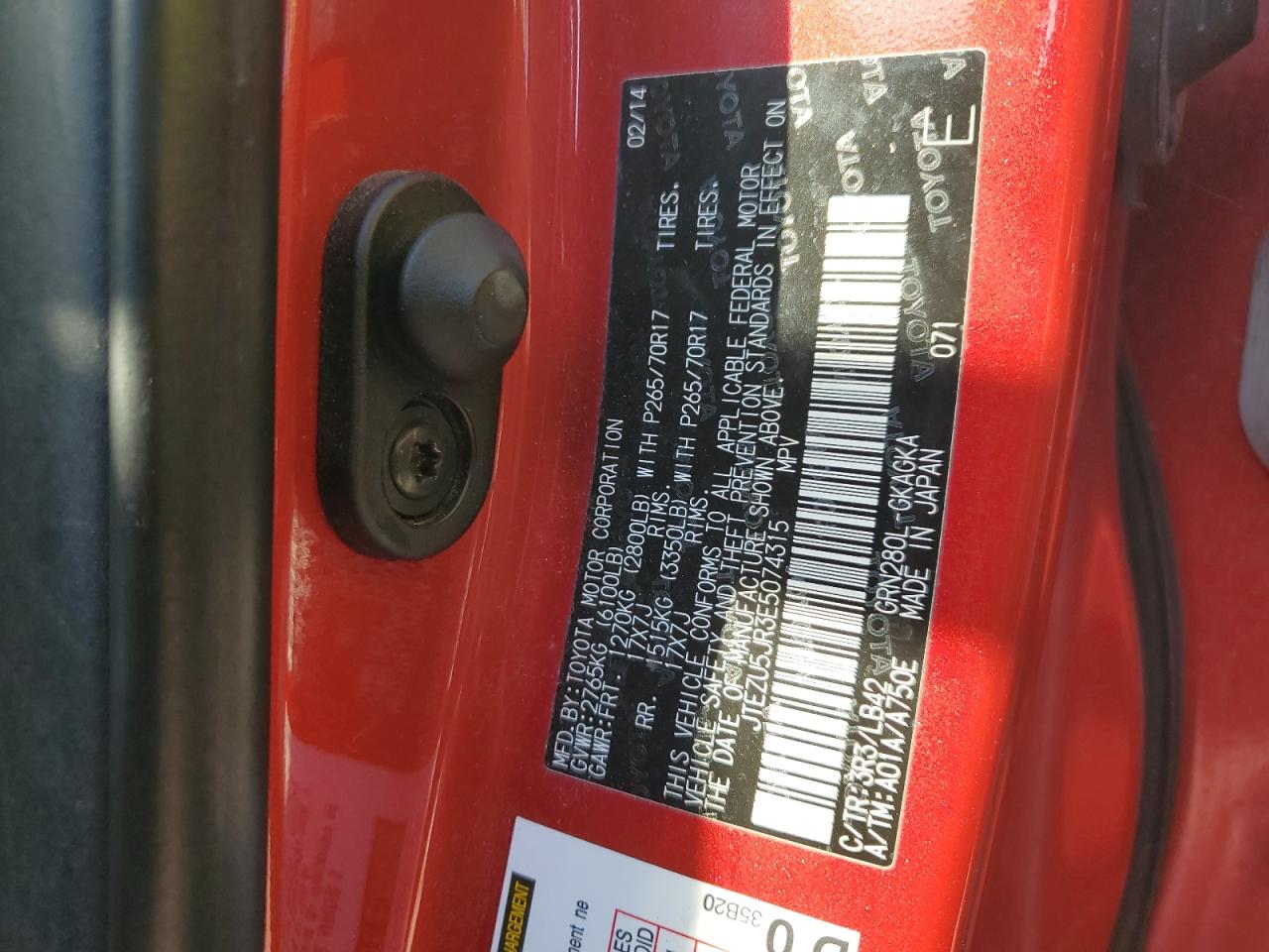 2014 Toyota 4Runner Sr5 VIN: JTEZU5JR3E5074315 Lot: 82198905