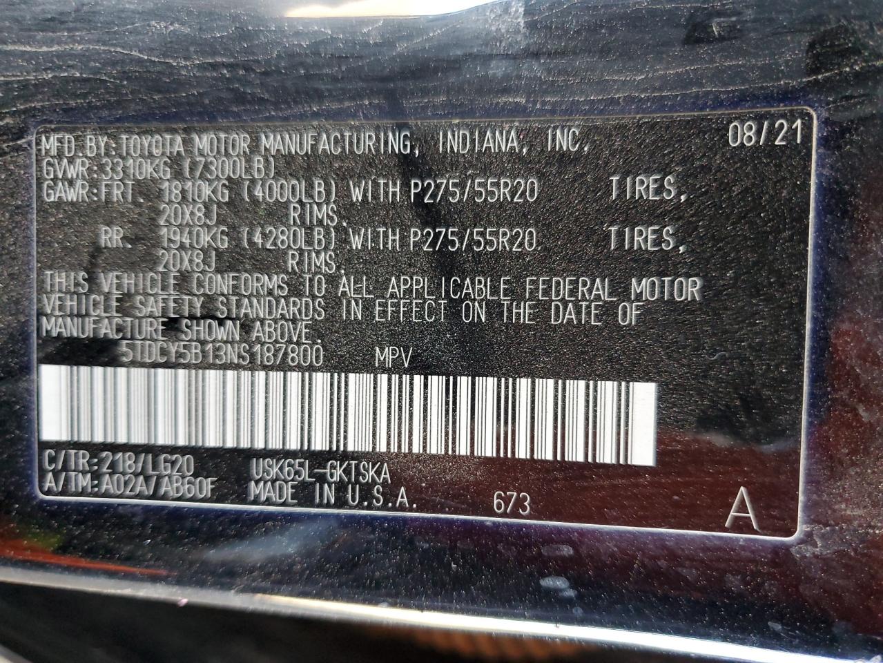 2022 Toyota Sequoia Sr5 VIN: 5TDCY5B13NS187800 Lot: 84622415