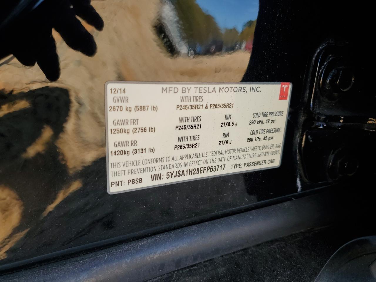 2014 Tesla Model S VIN: 5YJSA1H28EFP63717 Lot: 82633905