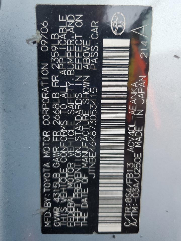 2007 Toyota Camry Ce VIN: JTNBE46K873053415 Lot: 84930435