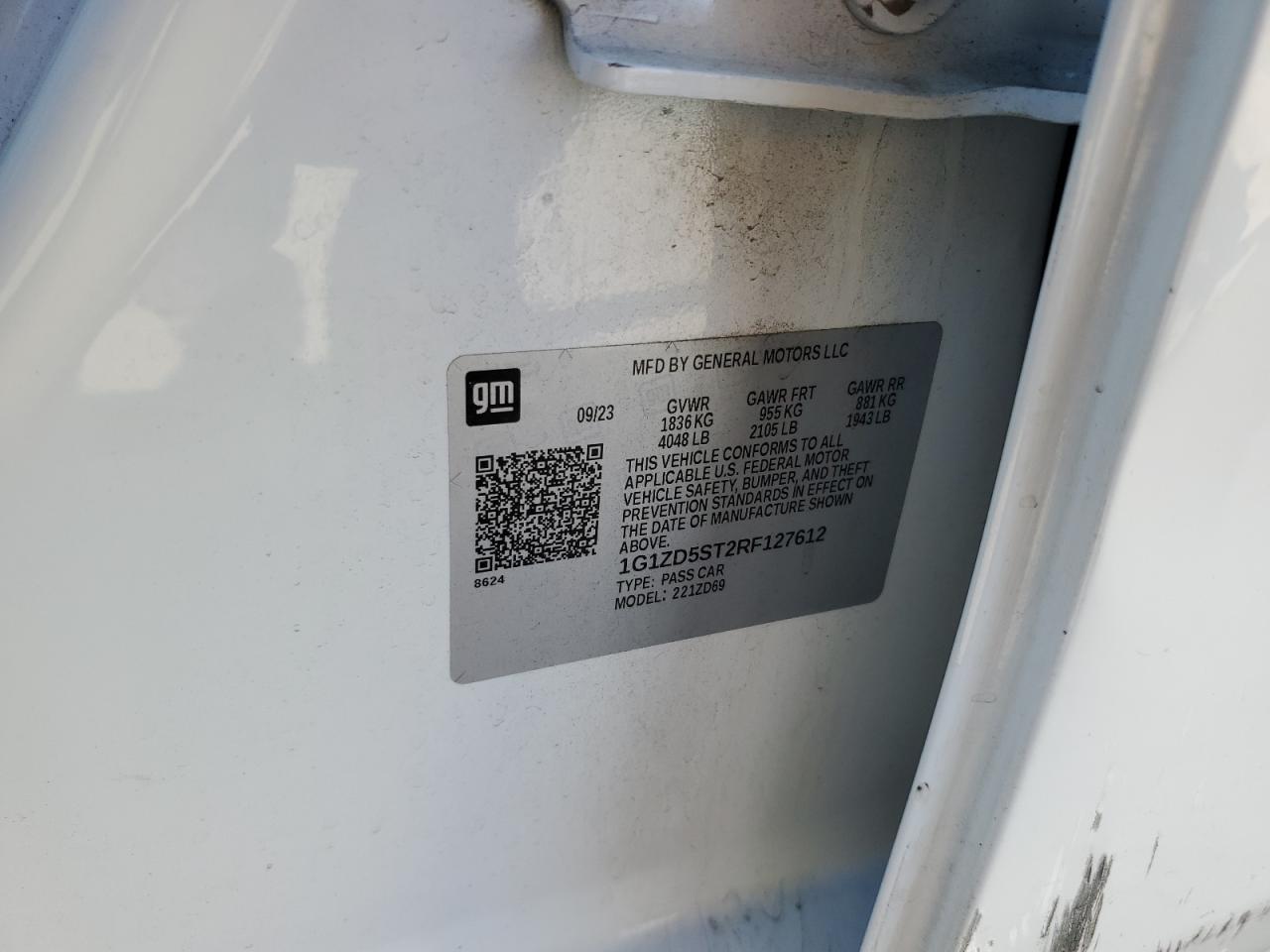 2024 Chevrolet Malibu Lt VIN: 1G1ZD5ST2RF127612 Lot: 85364695