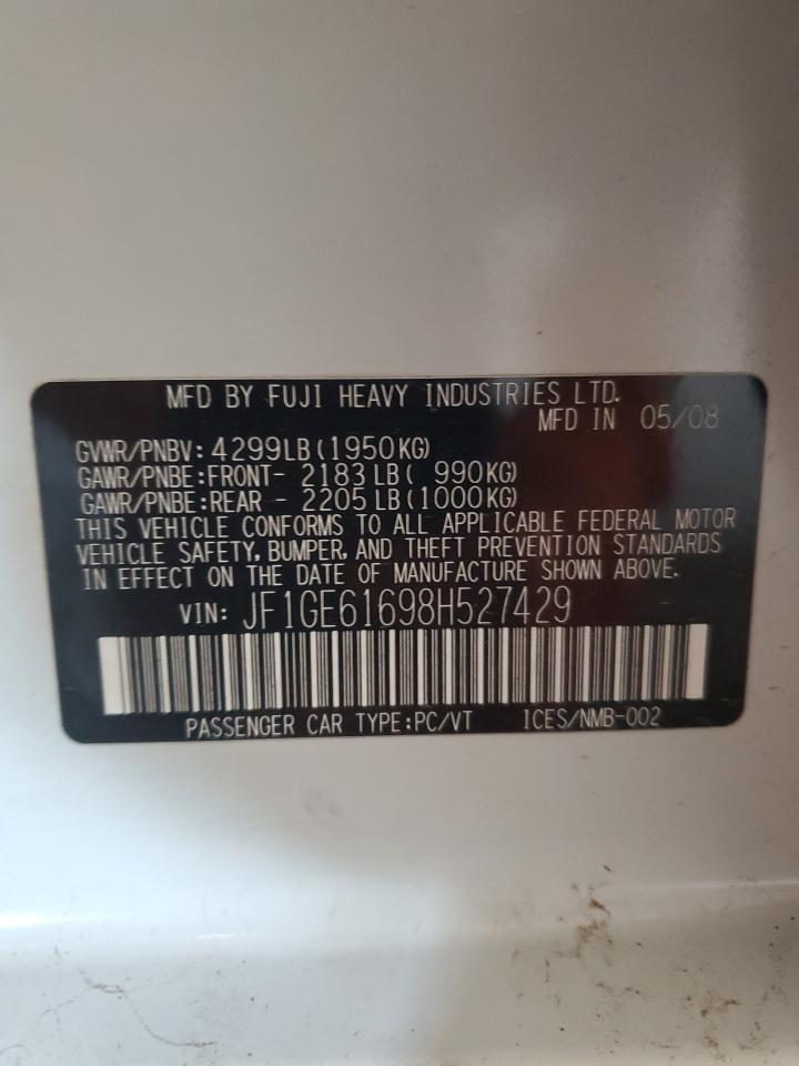 2008 Subaru Impreza 2.5I VIN: JF1GE61698H527429 Lot: 91168095