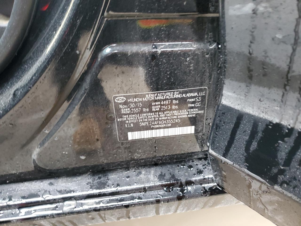 2016 Hyundai Sonata Se VIN: 5NPE24AF6GH355245 Lot: 86092225