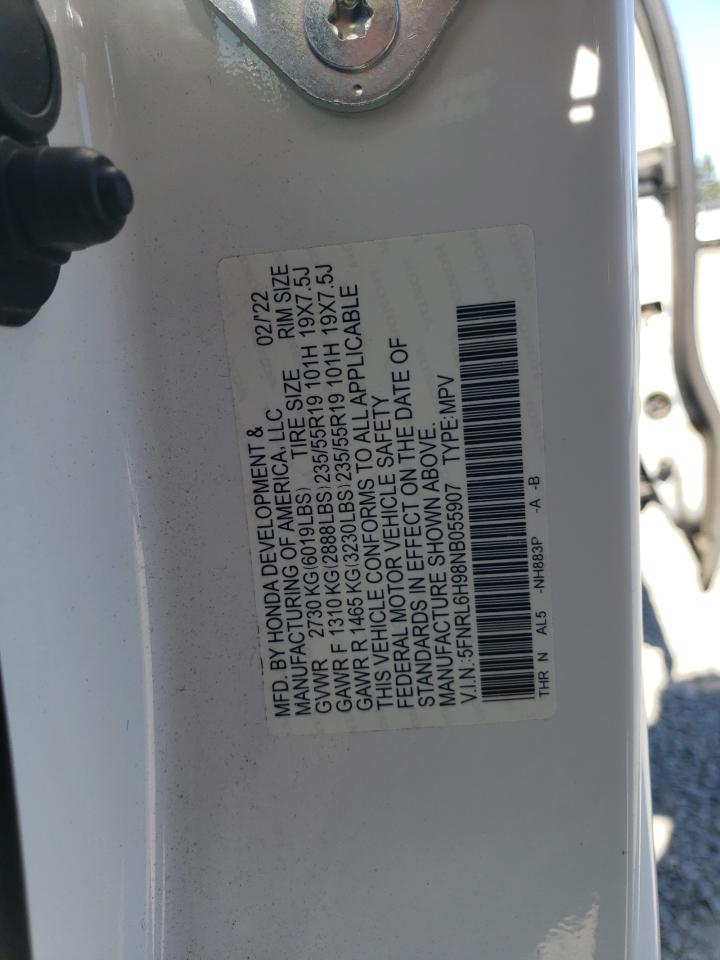 2022 Honda Odyssey Elite VIN: 5FNRL6H98NB055907 Lot: 86170225