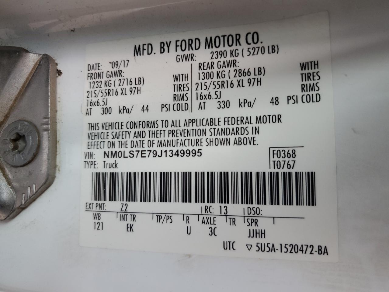 2018 Ford Transit Connect Xl VIN: NM0LS7E79J1349995 Lot: 86453575