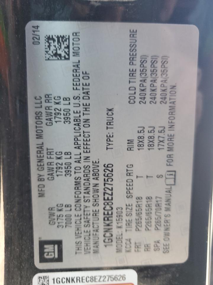 2014 Chevrolet Silverado K1500 Lt VIN: 1GCNKREC8EZ275626 Lot: 81951525