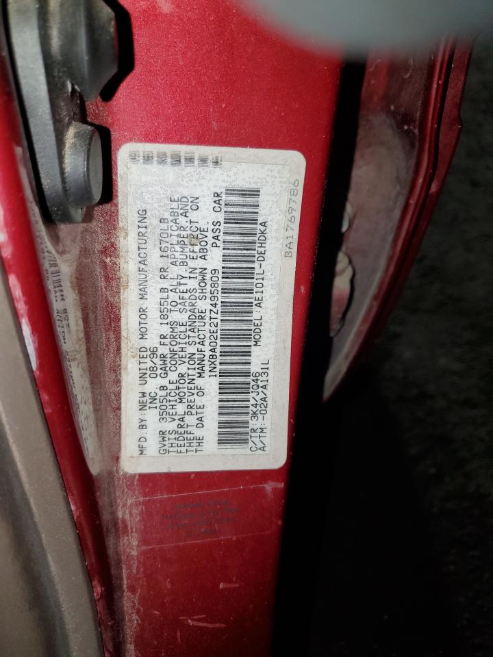 1996 Toyota Corolla VIN: 1NXBA02E2TZ495809 Lot: 85638385