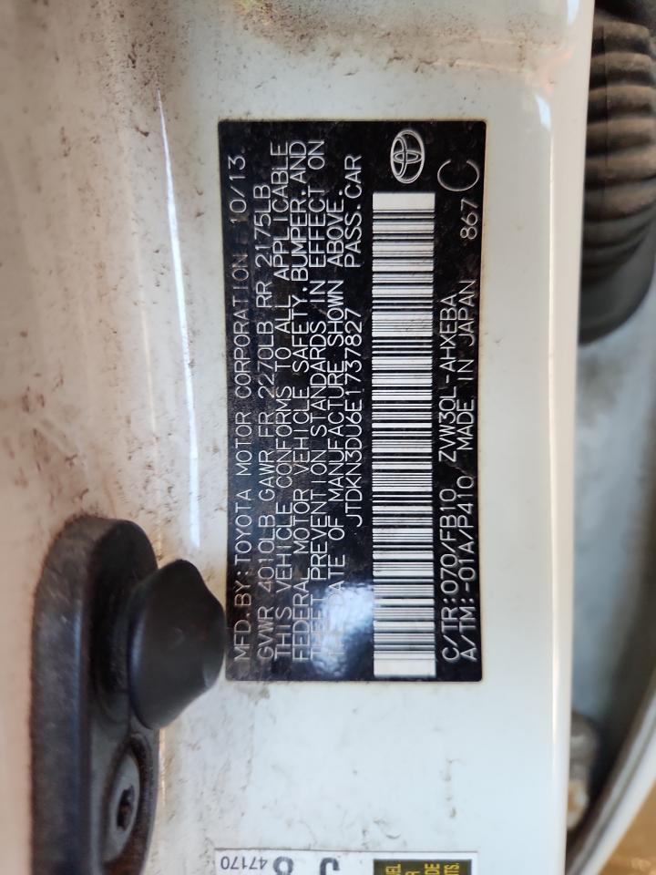 2014 Toyota Prius VIN: JTDKN3DU6E1737827 Lot: 82167725