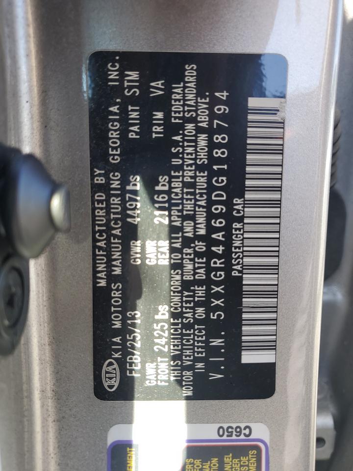 2013 Kia Optima Sx VIN: 5XXGR4A69DG188794 Lot: 87314255