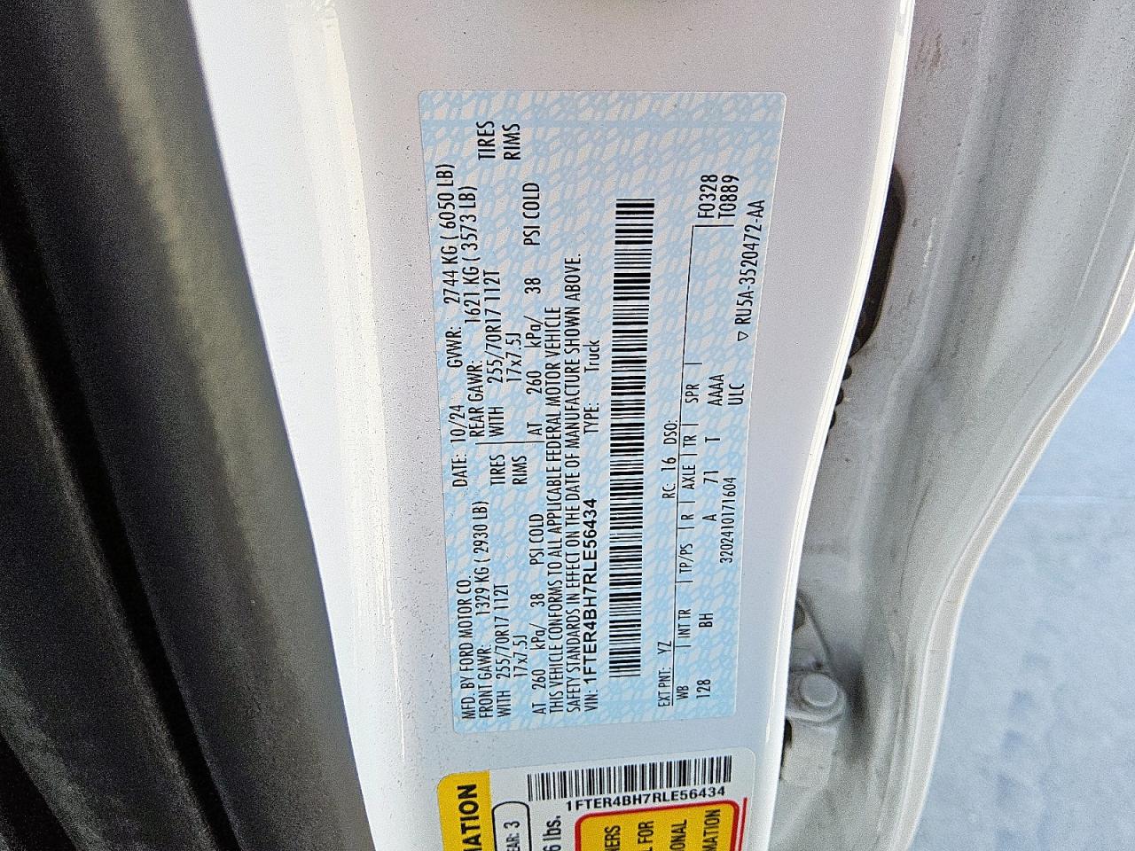 2024 Ford Ranger Xl VIN: 1FTER4BH7RLE56434 Lot: 86111735