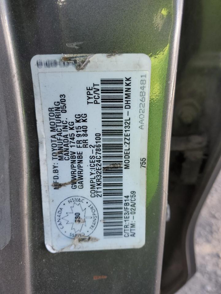 2004 Toyota Corolla Matrix Xr VIN: 2T1KR32E24C786100 Lot: 81849165