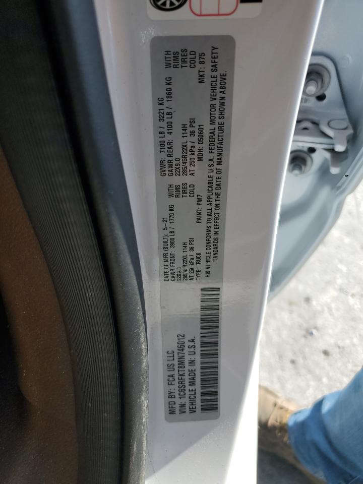 2021 Ram 1500 Longhorn VIN: 1C6SRFKT8MN746012 Lot: 84870605