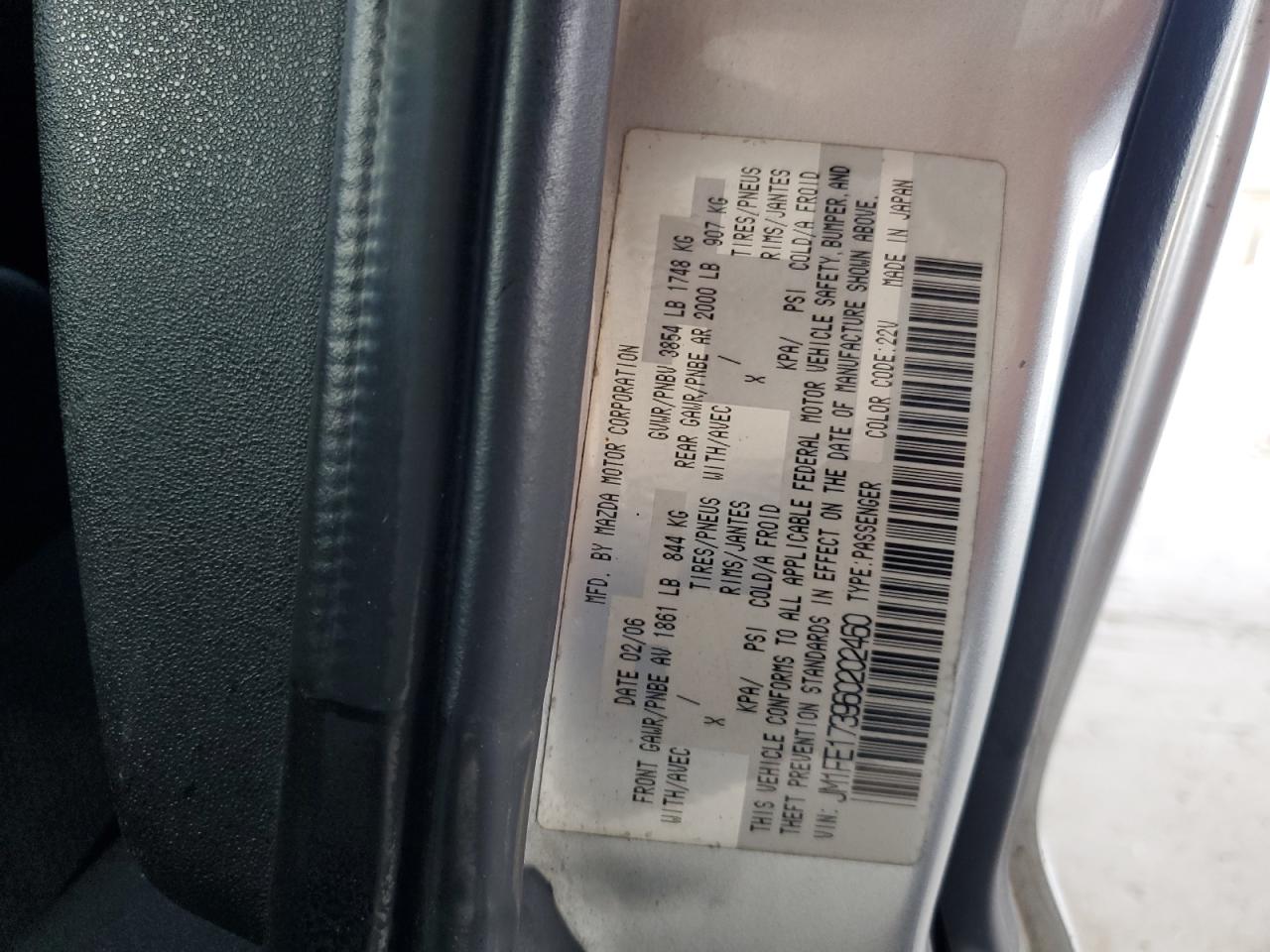 2006 Mazda Rx8 VIN: JM1FE173960202460 Lot: 85266965