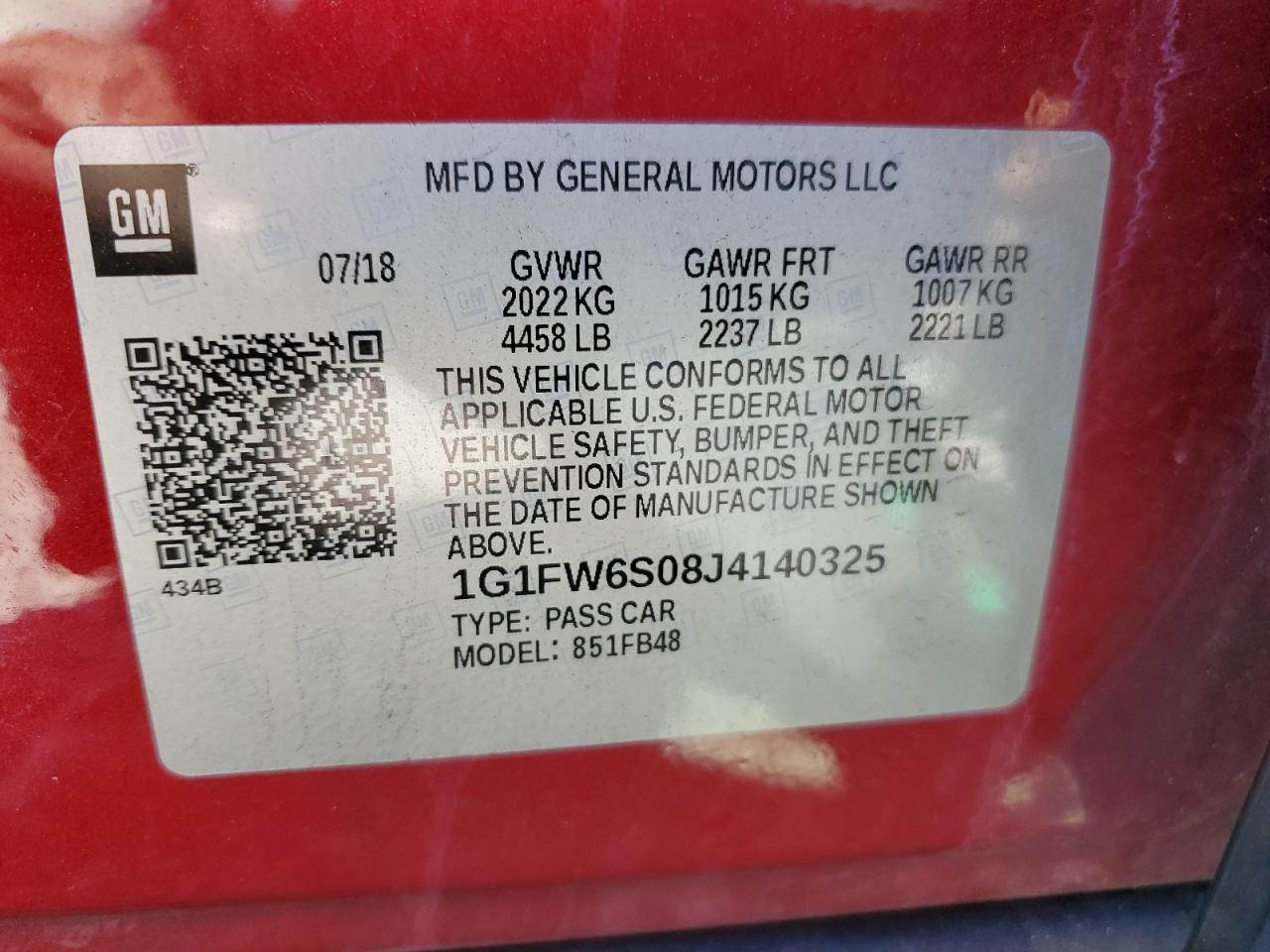 2018 Chevrolet Bolt Ev Lt VIN: 1G1FW6S08J4140325 Lot: 86895625