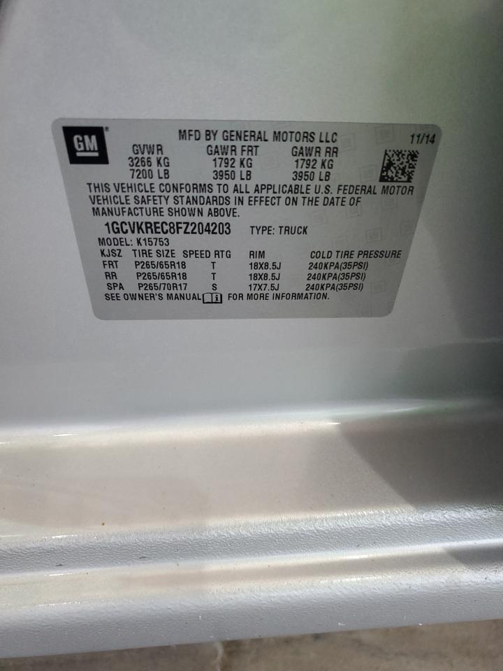 2015 Chevrolet Silverado K1500 Lt VIN: 1GCVKREC8FZ204203 Lot: 85107205