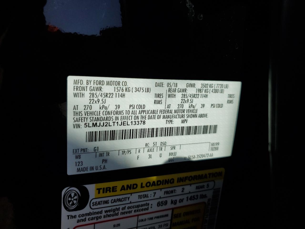 2018 Lincoln Navigator Reserve VIN: 5LMJJ2LT1JEL13378 Lot: 82330205