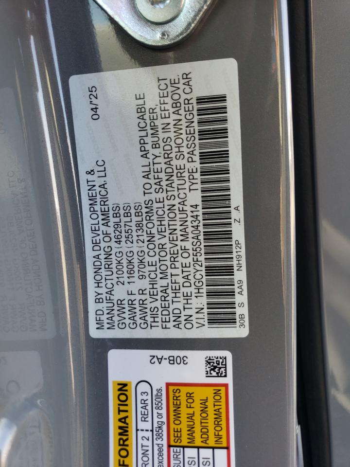 2025 Honda Accord Hybrid Sport VIN: 1HGCY2F55SA043414 Lot: 84268295