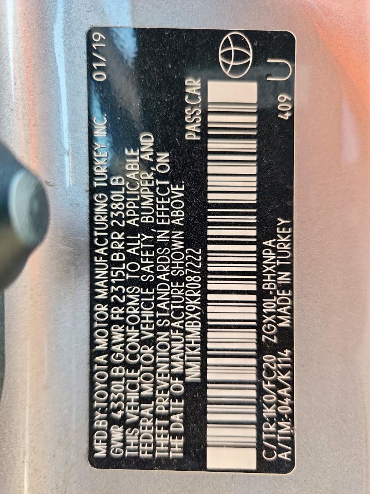 2019 Toyota C-Hr Xle VIN: NMTKHMBX9KR087222 Lot: 84926205