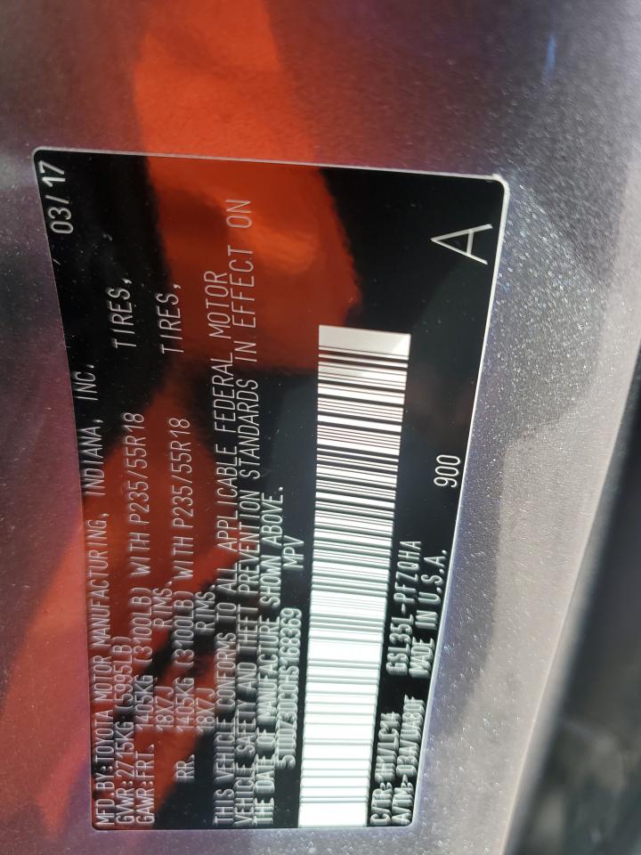 2017 Toyota Sienna Xle VIN: 5TDDZ3DC0HS168369 Lot: 84734265