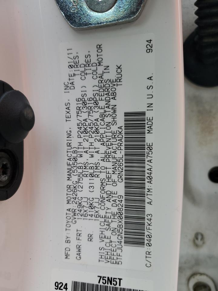 2011 Toyota Tacoma Double Cab Prerunner VIN: 5TFJU4GN5BX008249 Lot: 82281605