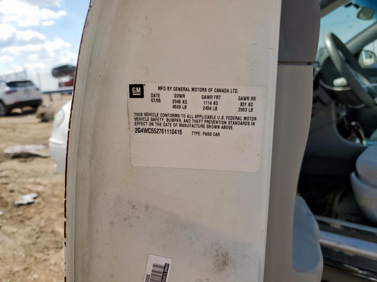 2006 Buick Lacrosse Cx VIN: 2G4WC552761110416 Lot: 82207055