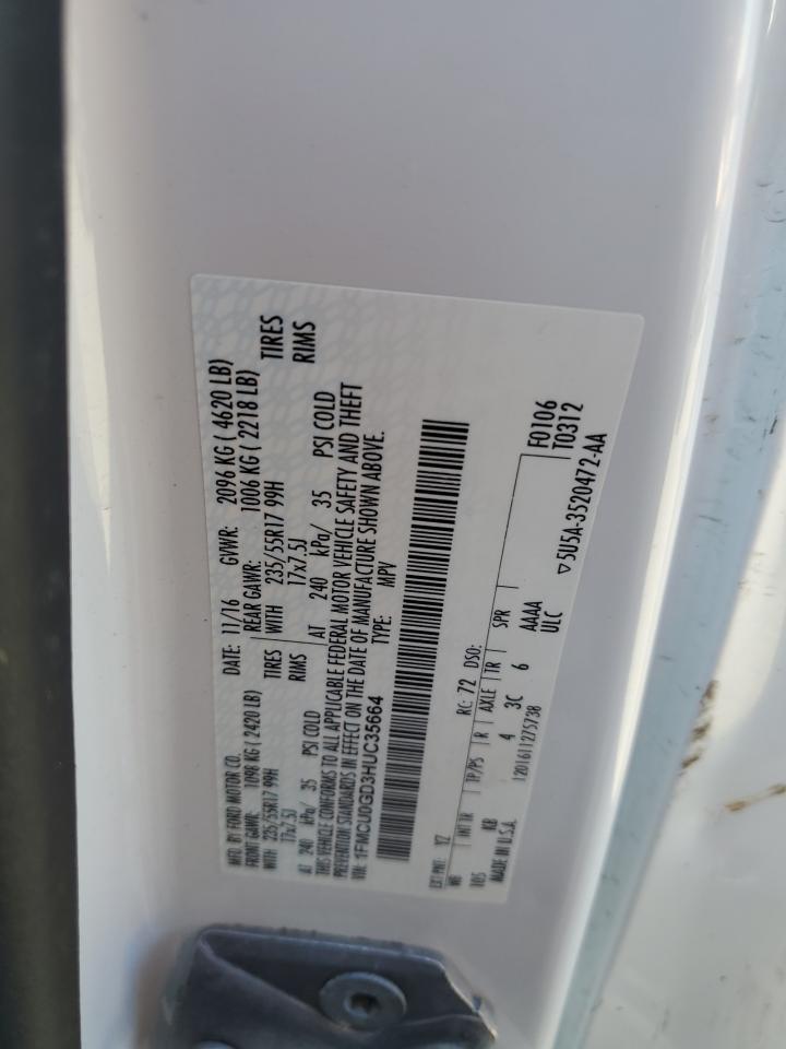 2017 Ford Escape Se VIN: 1FMCU0GD3HUC35664 Lot: 87059275