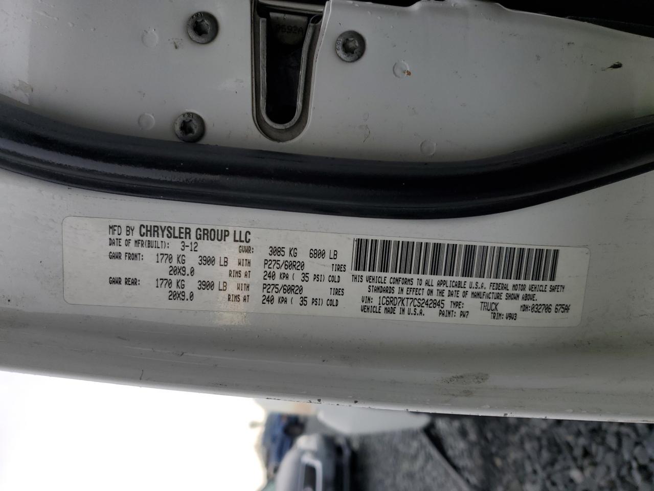 2012 Dodge Ram 1500 St VIN: 1C6RD7KT7CS242845 Lot: 82675495