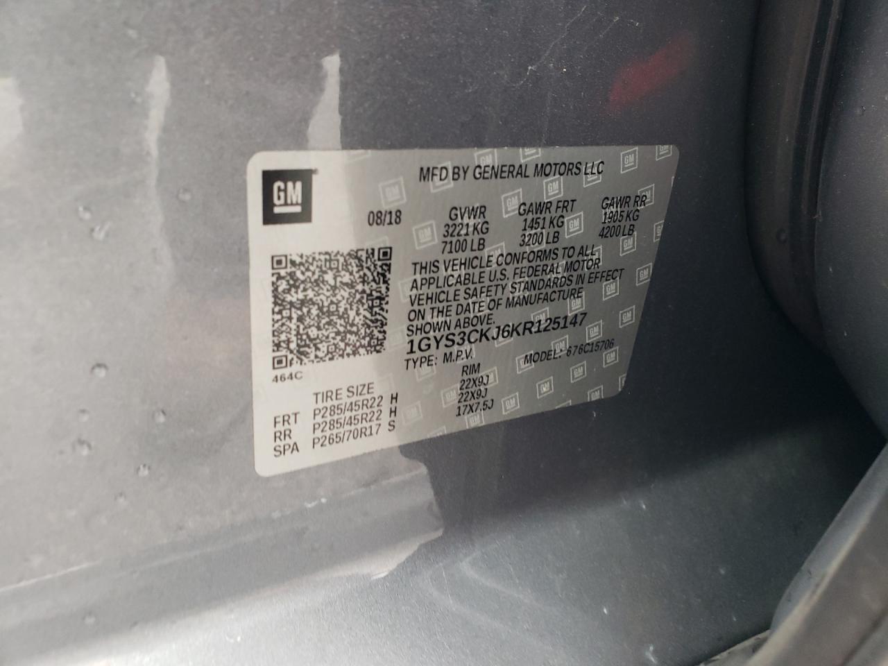 2019 Cadillac Escalade Premium Luxury VIN: 1GYS3CKJ6KR125147 Lot: 82276075