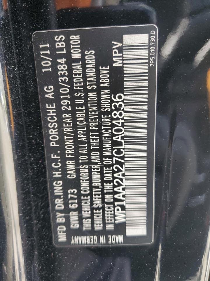 2012 Porsche Cayenne VIN: WP1AA2A27CLA04836 Lot: 86529815