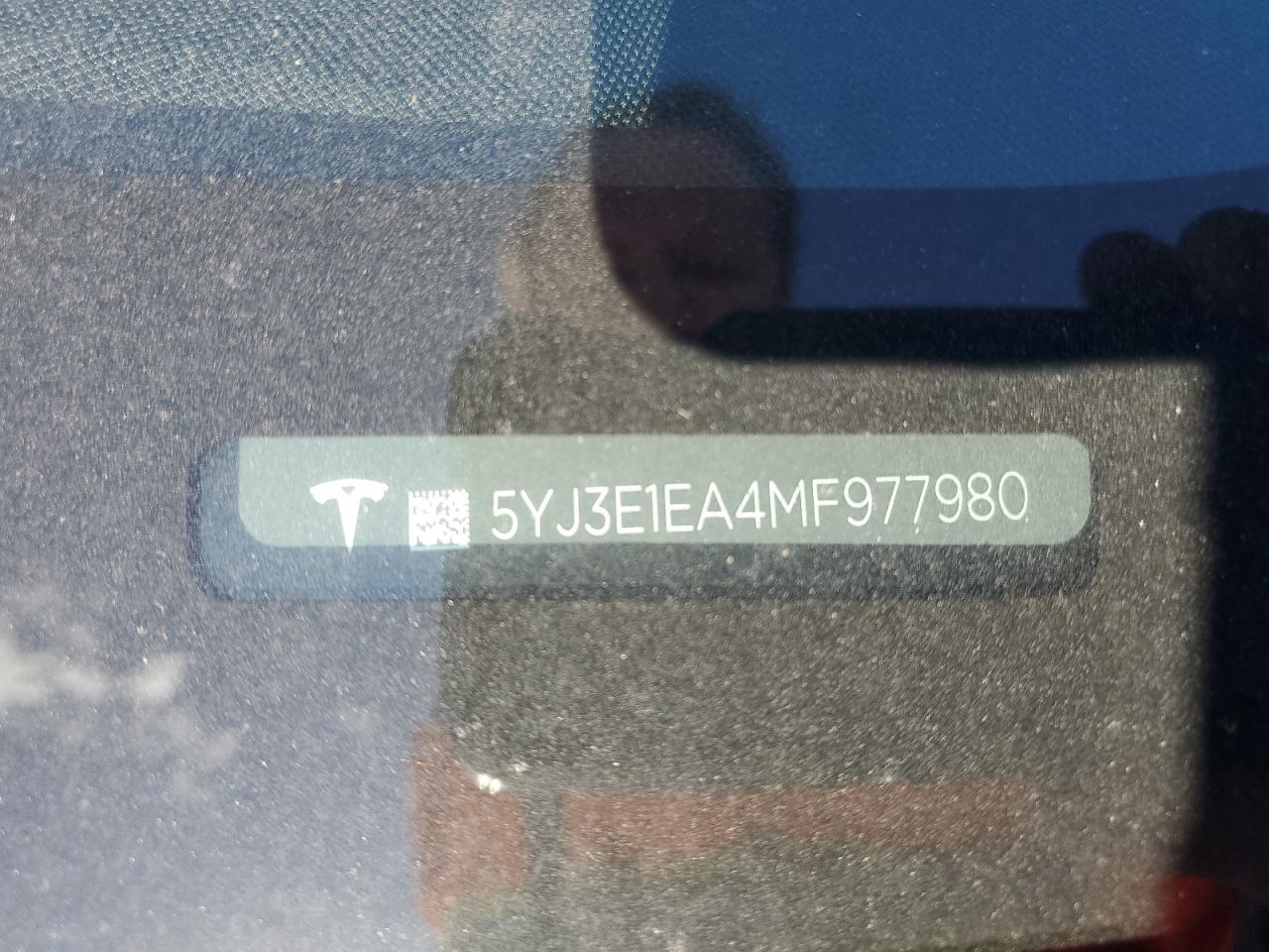 2021 Tesla Model 3 VIN: 5YJ3E1EA4MF977980 Lot: 89619635