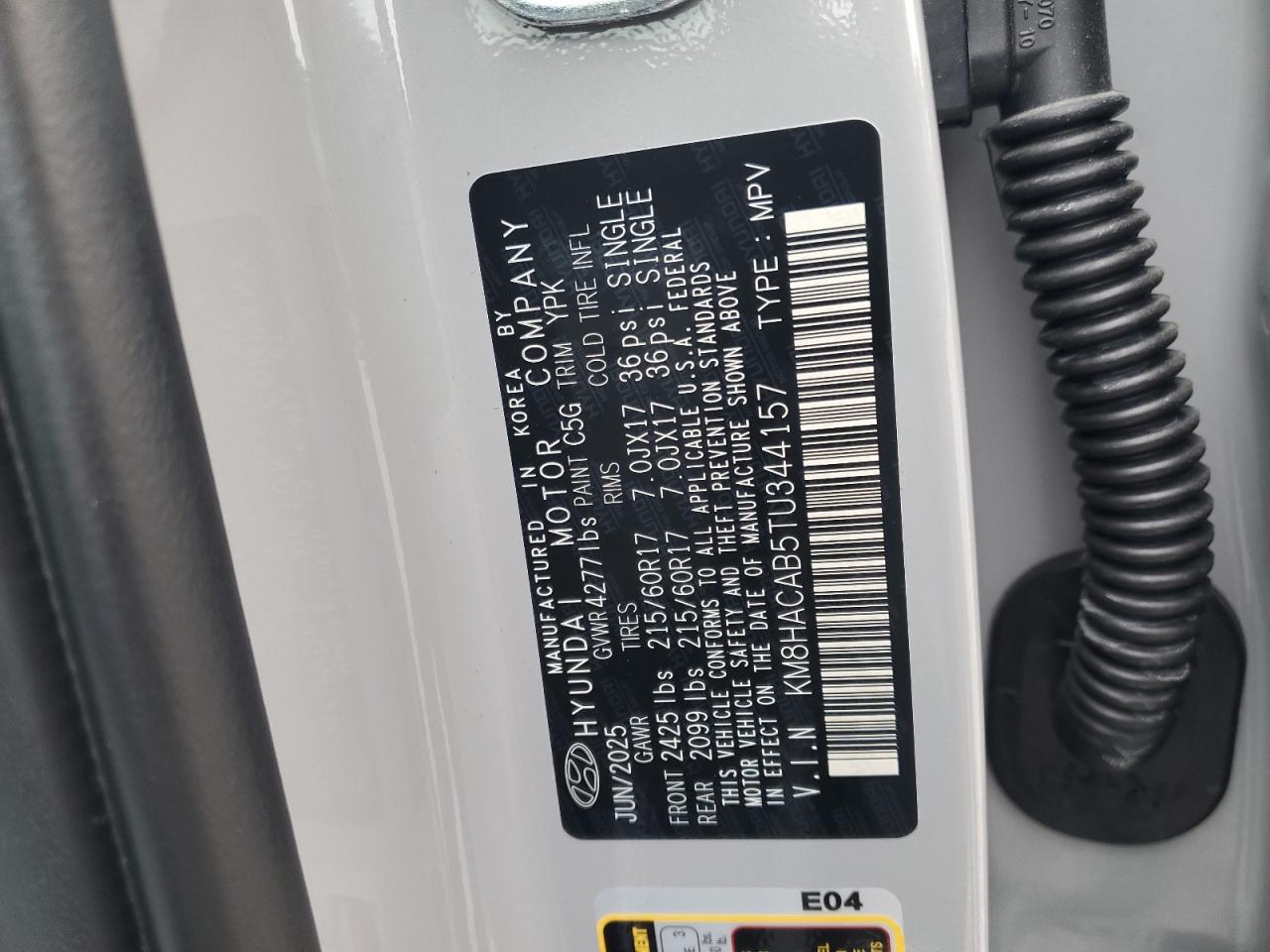 2026 Hyundai Kona Se VIN: KM8HACAB5TU344157 Lot: 85539365