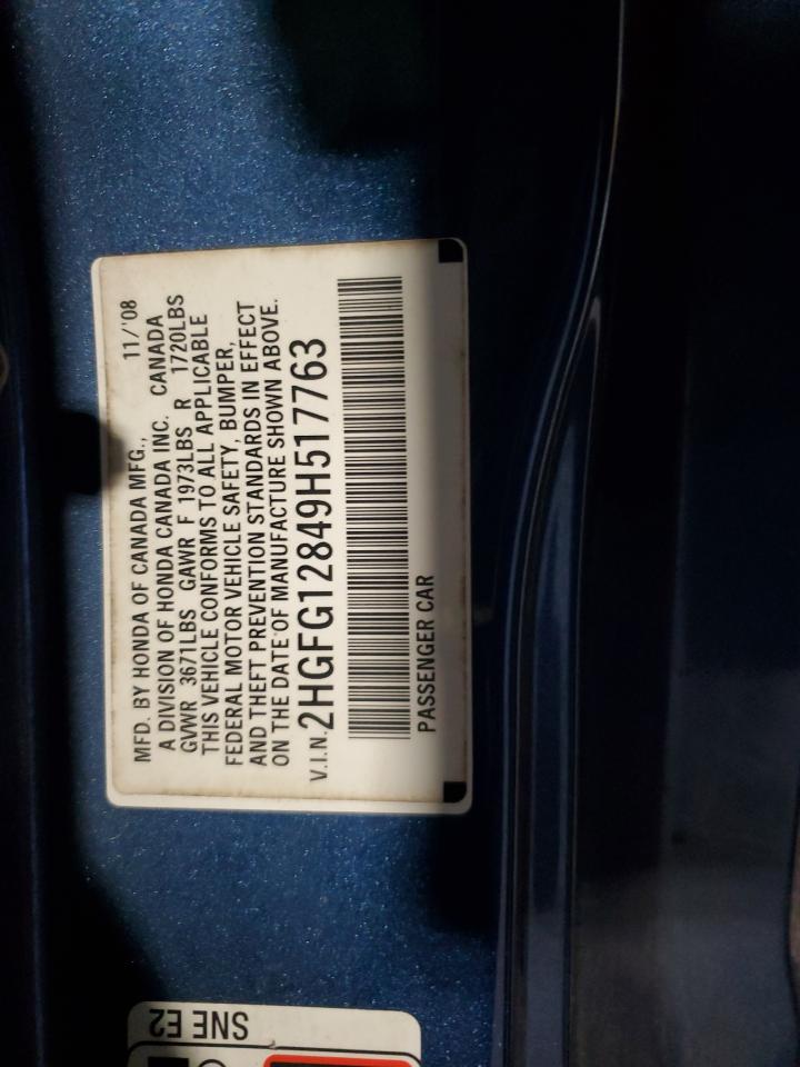 2009 Honda Civic Ex VIN: 2HGFG12849H517763 Lot: 90739665