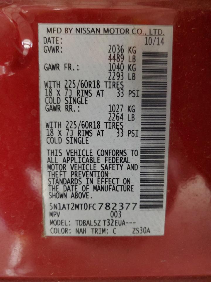 2015 Nissan Rogue S VIN: 5N1AT2MT0FC782377 Lot: 85310005