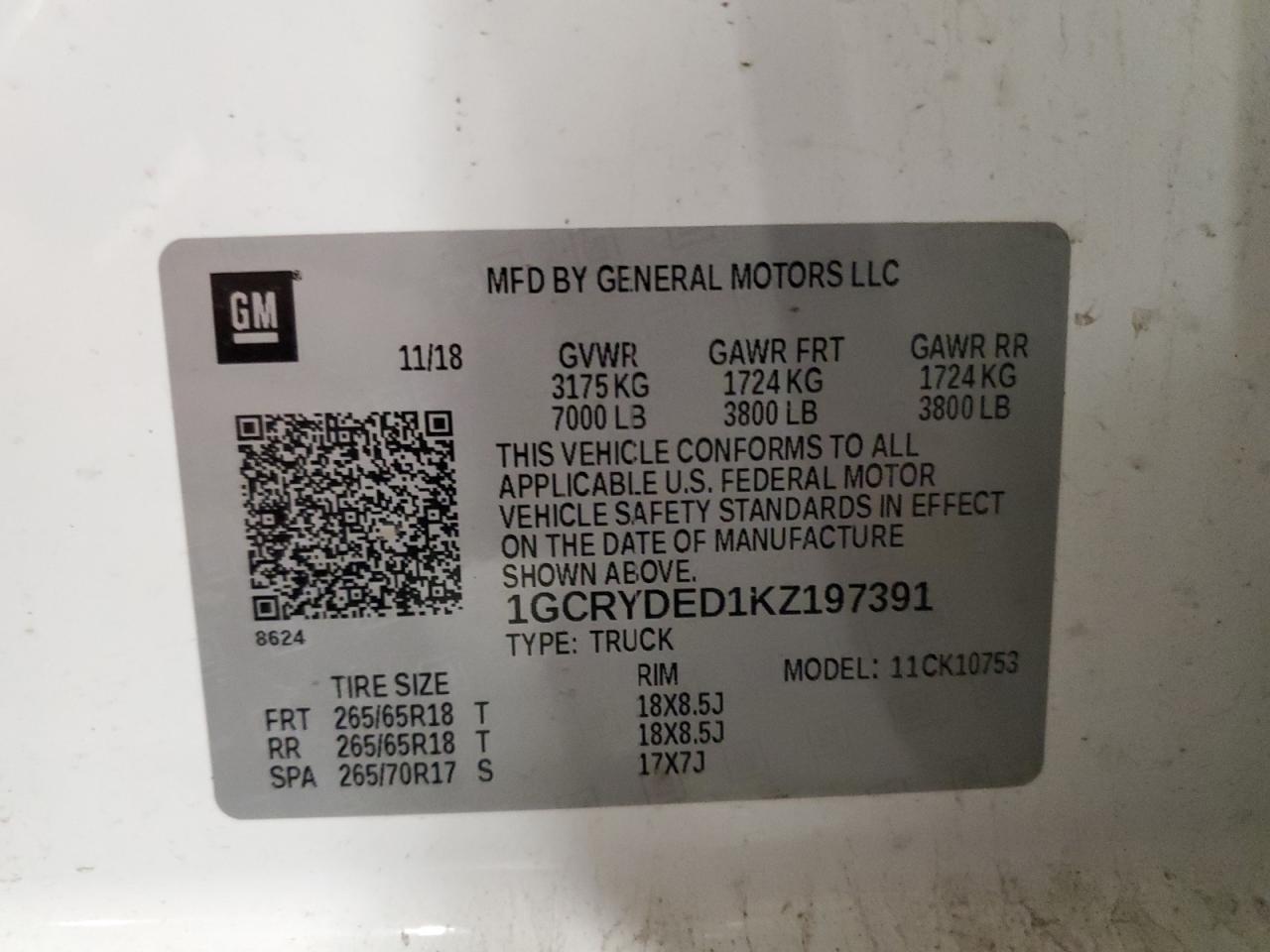 2019 Chevrolet Silverado K1500 Lt VIN: 1GCRYDED1KZ197391 Lot: 84651695