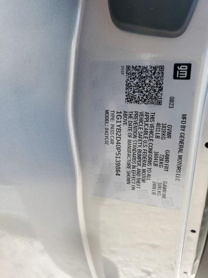 2023 Chevrolet Corvette Stingray 2Lt VIN: 1G1YB2D40P5139864 Lot: 84652305