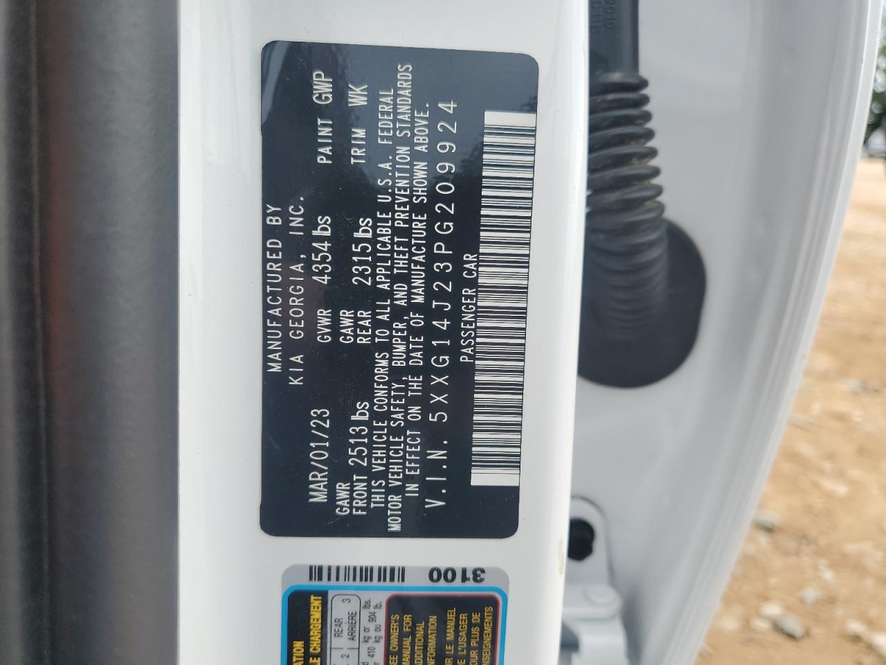 2023 Kia K5 Lxs VIN: 5XXG14J23PG209924 Lot: 85904275