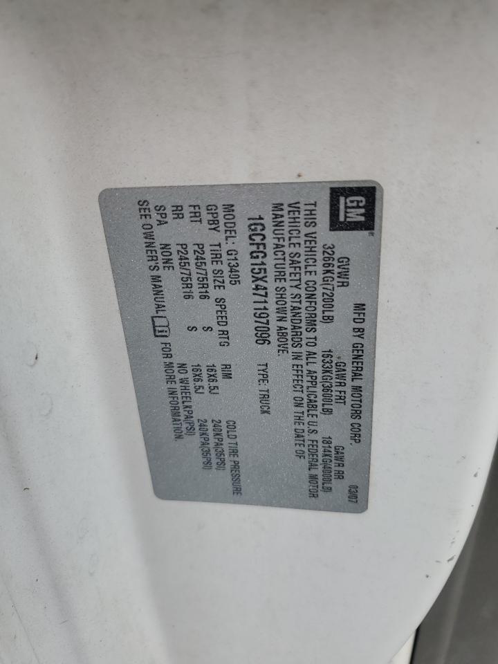 2007 Chevrolet Express G1500 VIN: 1GCFG15X471197096 Lot: 85122535