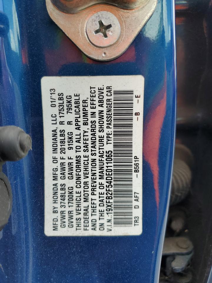 2013 Honda Civic Lx VIN: 19XFB2F54DE011065 Lot: 85116205