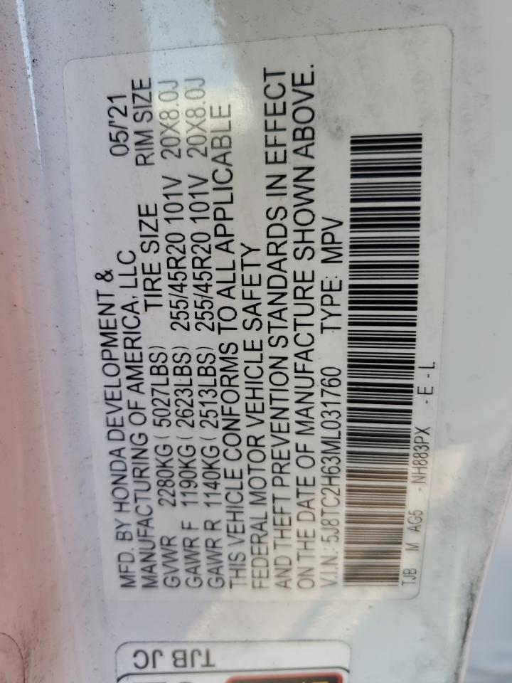 2021 Acura Rdx A-Spec VIN: 5J8TC2H63ML031760 Lot: 84018455