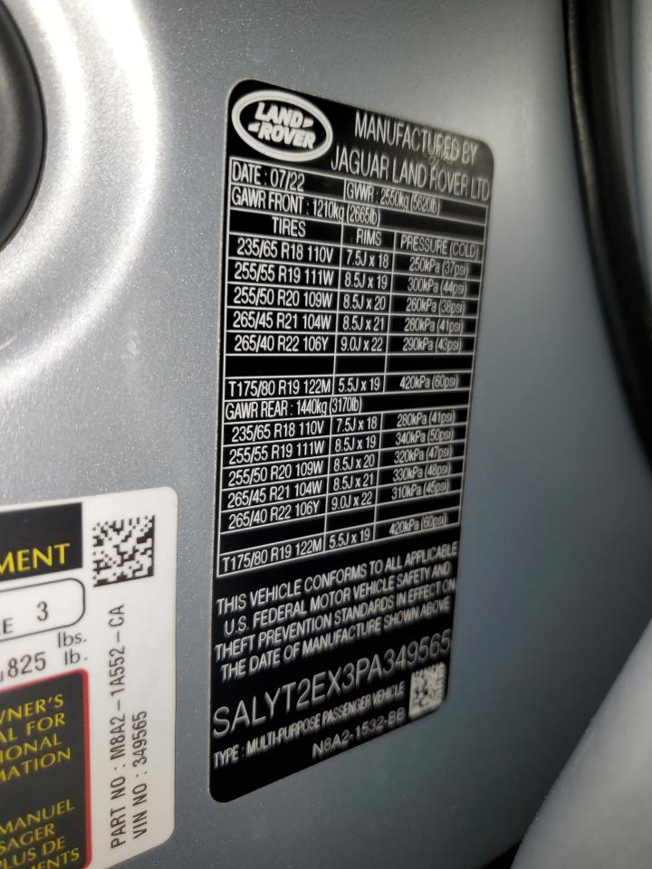 2023 Land Rover Range Rover Velar R-Dynamic S VIN: SALYT2EX3PA349565 Lot: 89453935