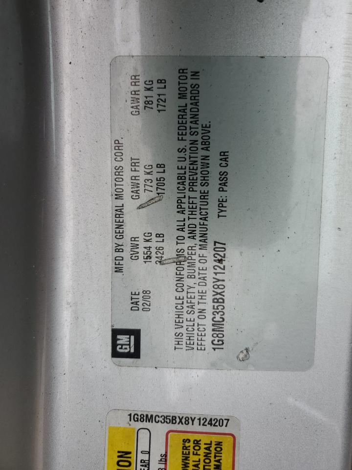 2008 Saturn Sky VIN: 1G8MC35BX8Y124207 Lot: 84966585