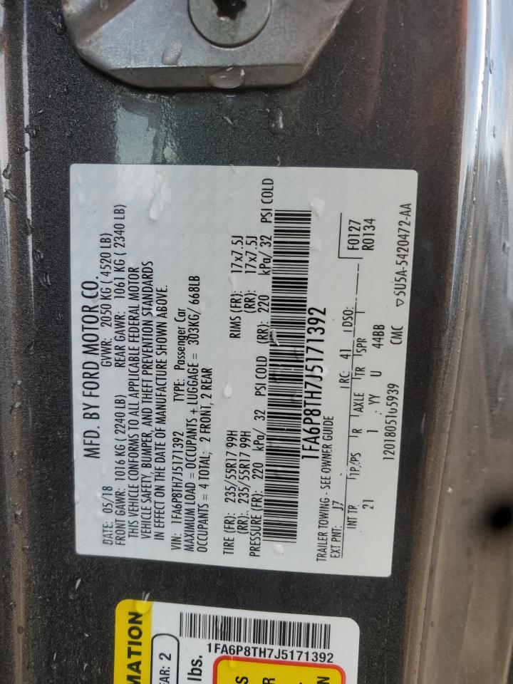 2018 Ford Mustang VIN: 1FA6P8TH7J5171392 Lot: 87256375