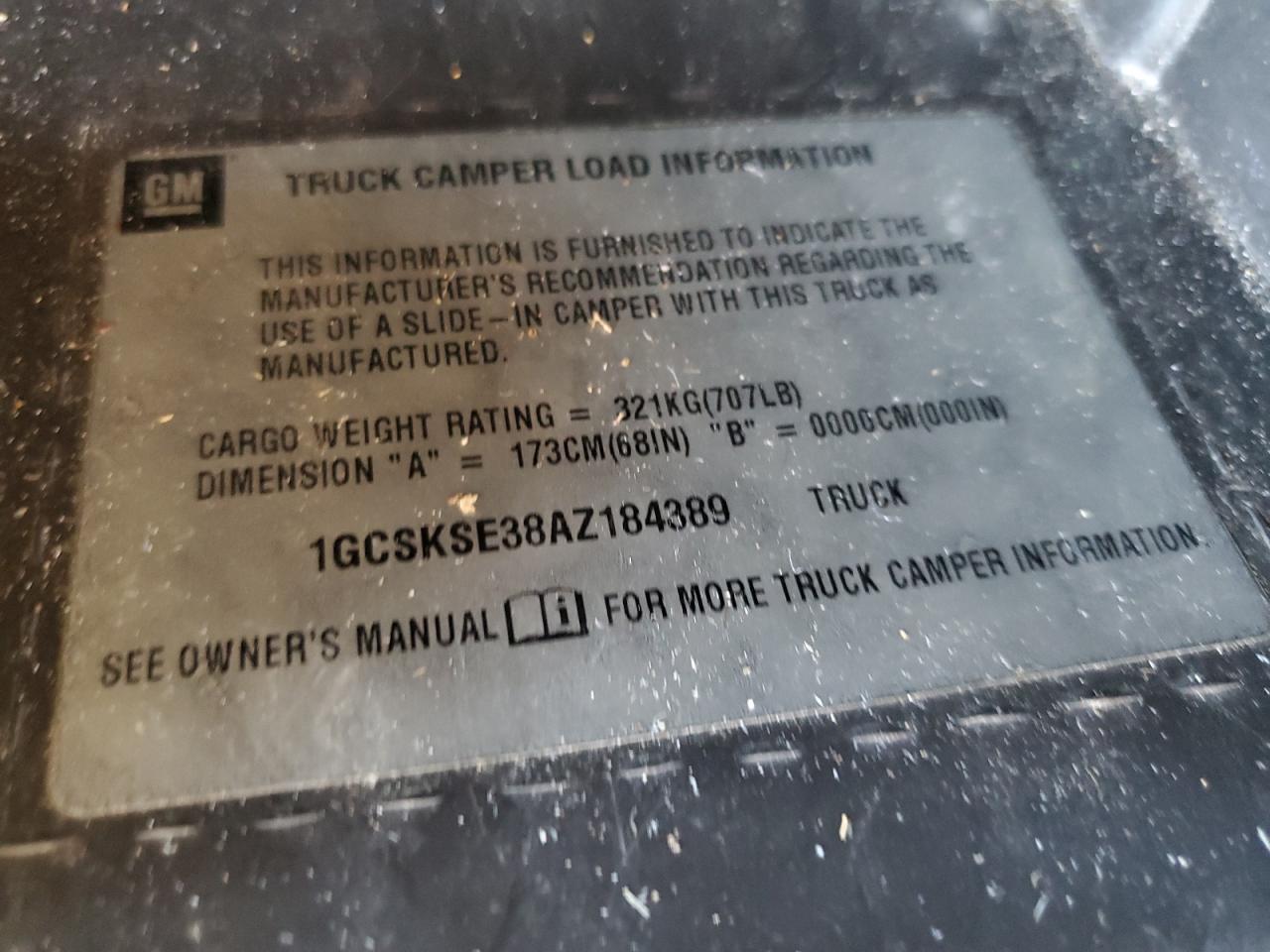 2010 Chevrolet Silverado K1500 Lt VIN: 1GCSKSE38AZ184389 Lot: 85159785