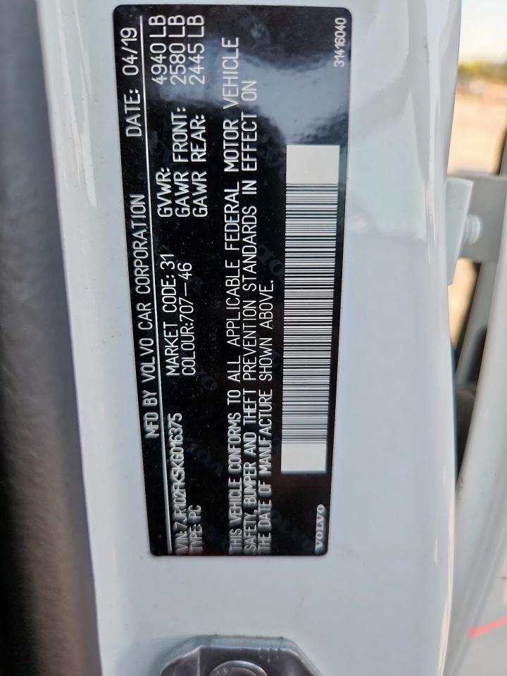 2019 Volvo S60 T5 Momentum VIN: 7JR102FK5KG016375 Lot: 84942835