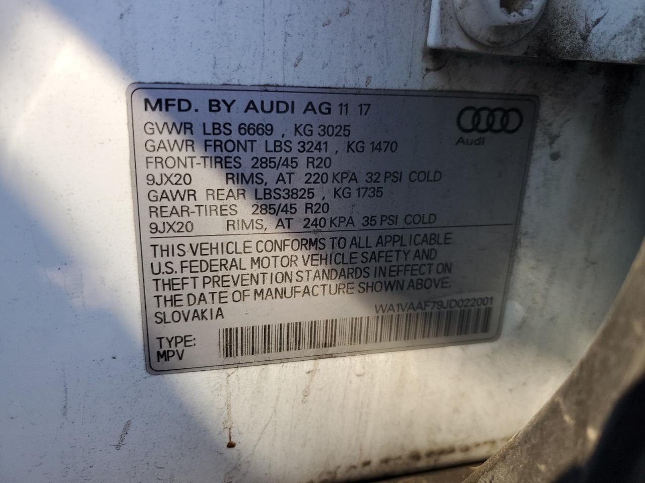 2018 Audi Q7 Prestige VIN: WA1VAAF79JD022001 Lot: 90515595