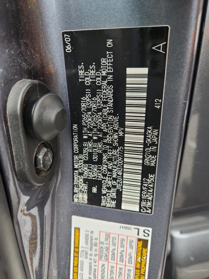 2007 Toyota 4Runner Sr5 VIN: JTEZU14R370097775 Lot: 82712775