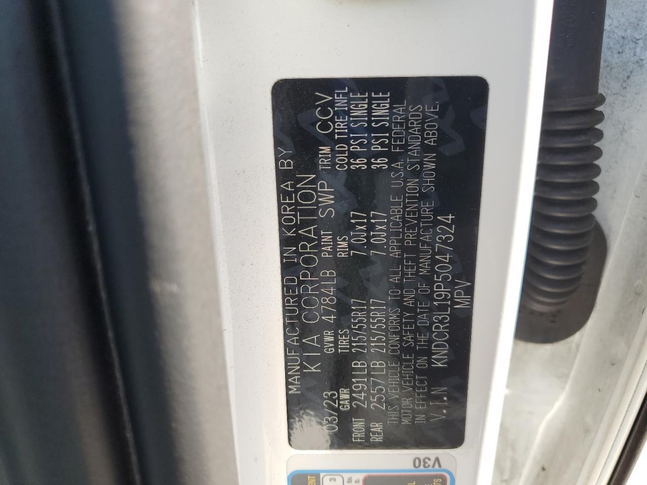 2023 Kia Niro Wind VIN: KNDCR3L19P5047324 Lot: 85011055