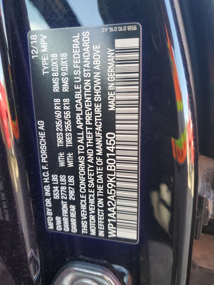 2019 Porsche Macan VIN: WP1AA2A59KLB01450 Lot: 91115695